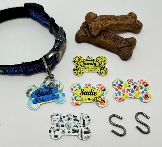 Personalized Pet Tags with cute designs - Dog Tags with Personalization and Phone Number and/or Address