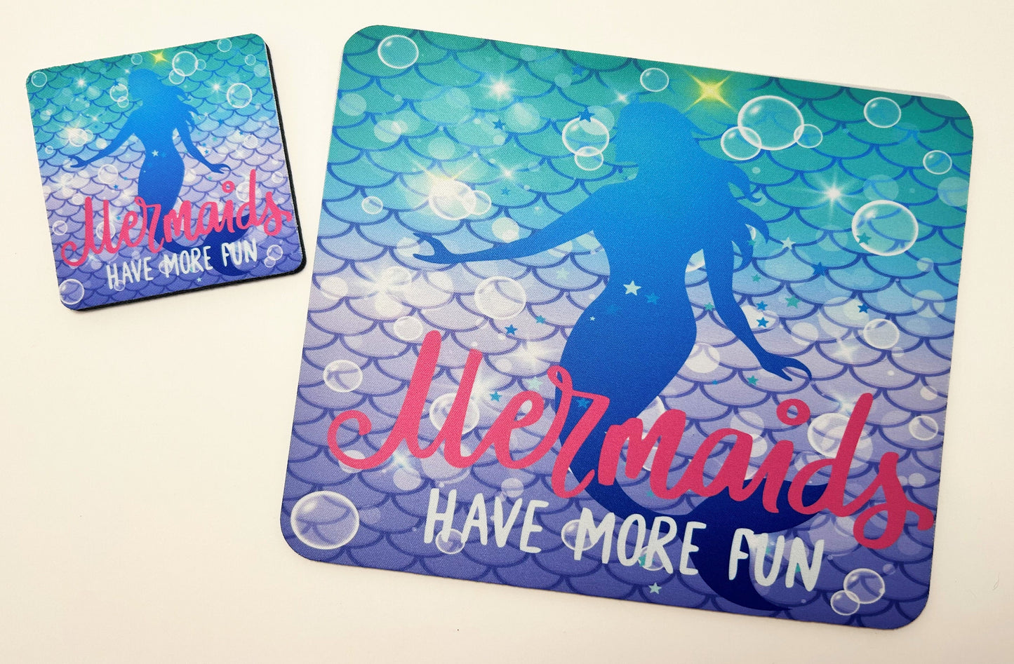 Mermaids Have More Fun Mouse Pad and Coaster Set - Matching Desk Set