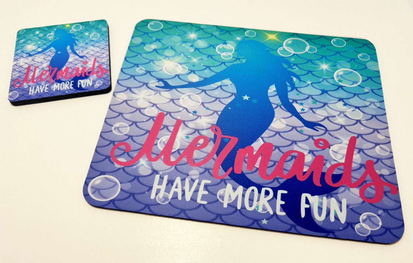 Mermaids Have More Fun Mouse Pad and Coaster Set - Matching Desk Set