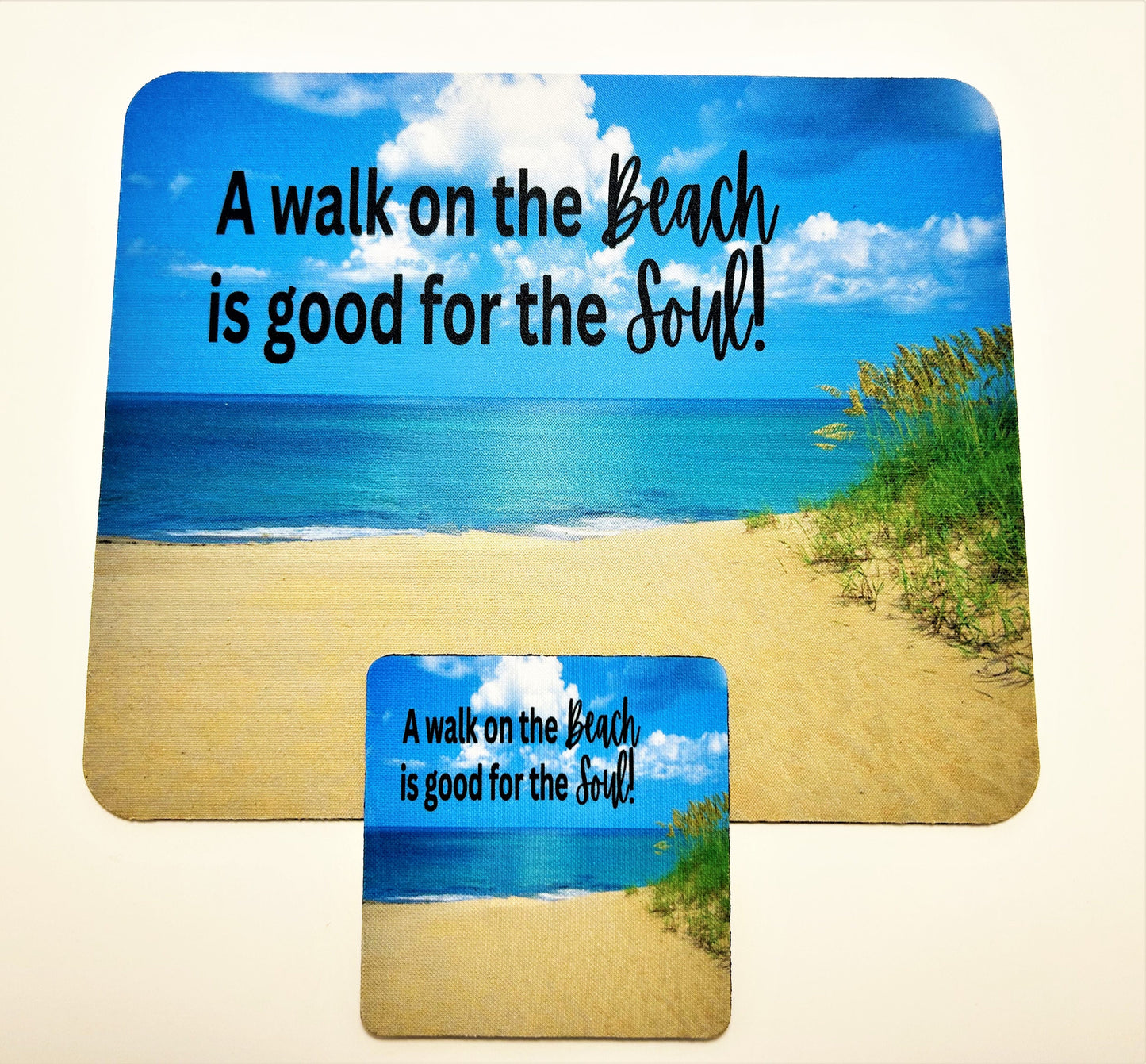 A Walk on the Beach is Good for the Soul - Mouse Pad and Coaster Set - Matching Desk Set