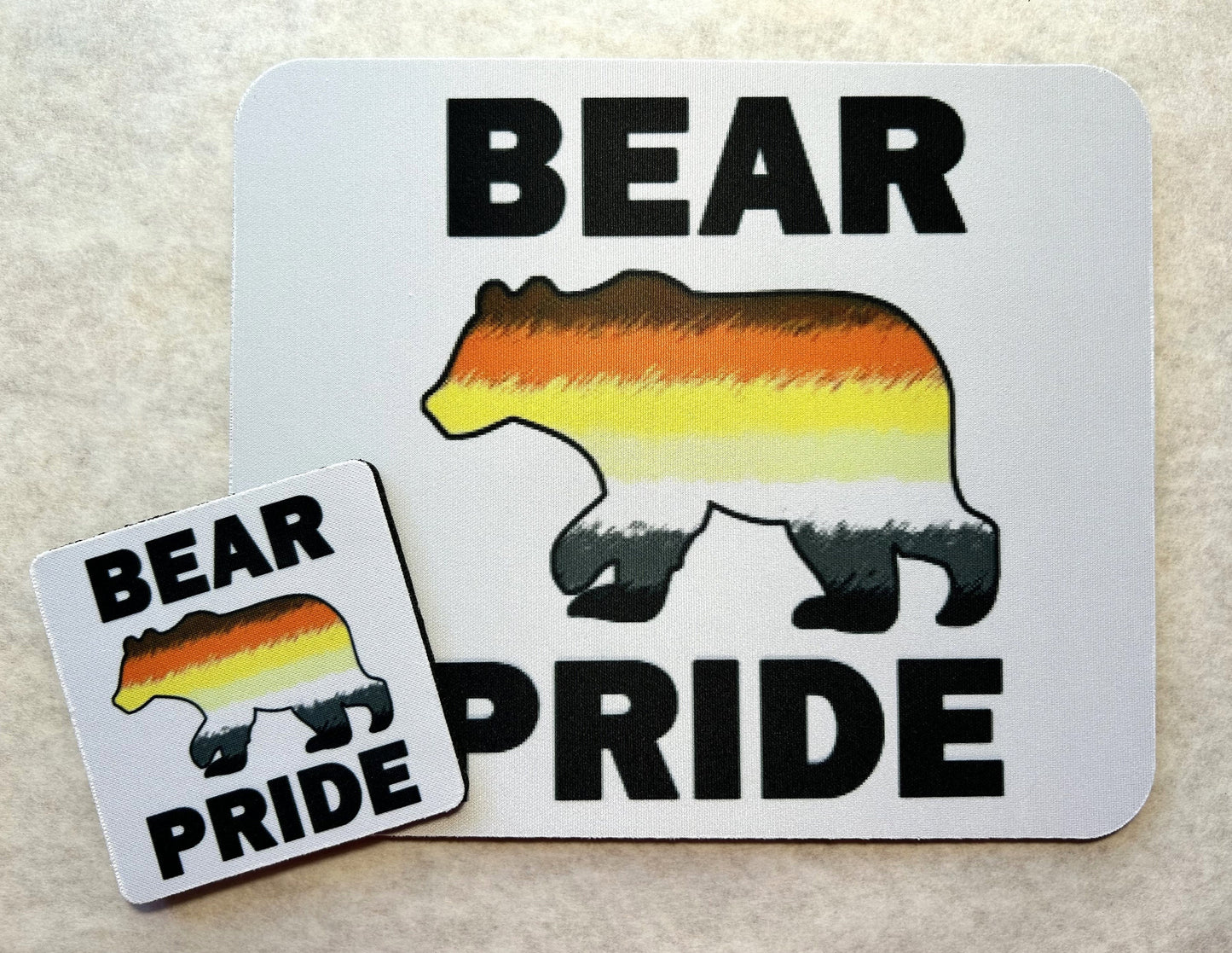 Bear Pride Mouse Pad and Coaster Set - LGBT Matching Desk Set - Multiple Designs