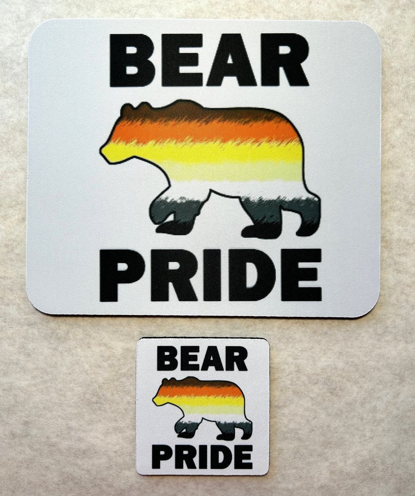 Bear Pride Mouse Pad and Coaster Set - LGBT Matching Desk Set - Multiple Designs