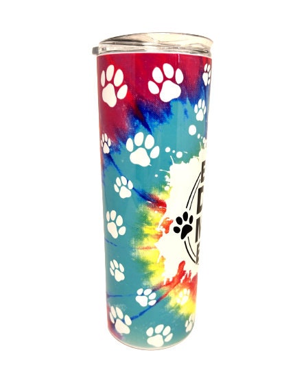 Best Dog Mom Ever Tie Dye paw prints - stainless steel 20 oz. tumbler