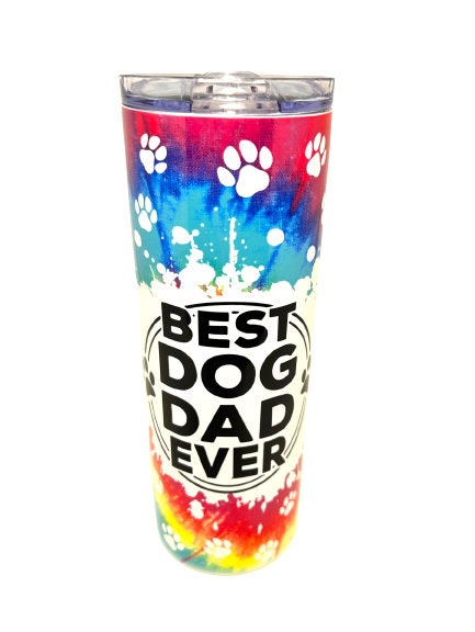 Best Dog Dad Ever Tie Dye paw prints - stainless steel 20 oz. tumbler