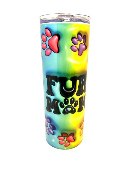 Fur Mom puffy paw prints - stainless steel 20 oz. tumbler