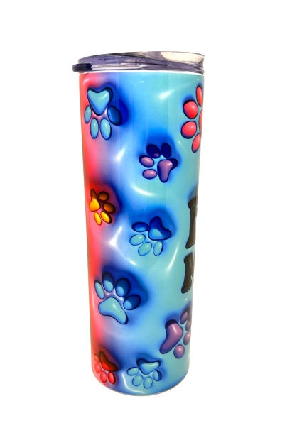 Fur Mom puffy paw prints - stainless steel 20 oz. tumbler