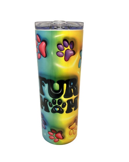 Fur Mom puffy paw prints - stainless steel 20 oz. tumbler