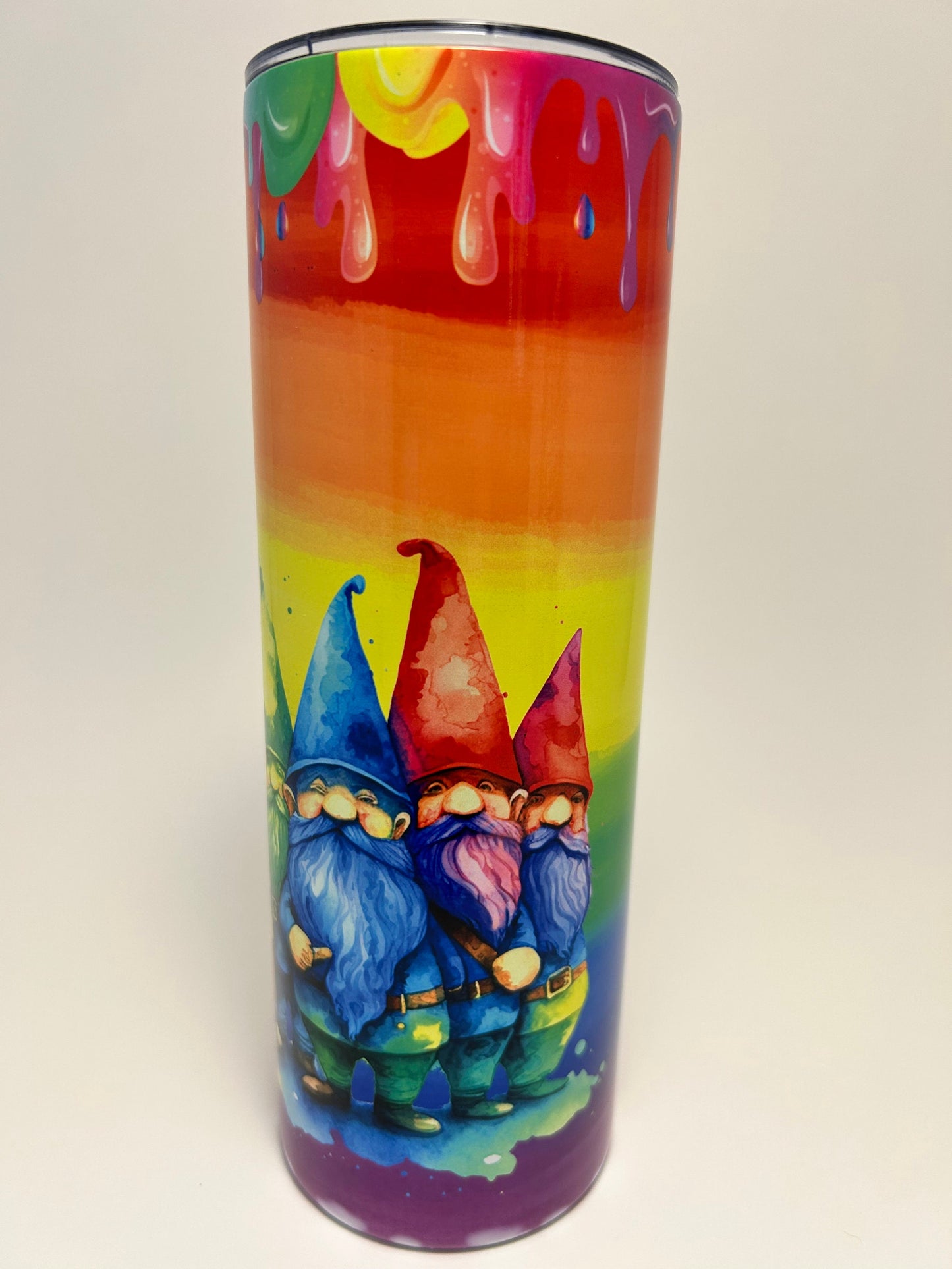 Gnomes with rainbow drips and stripes - stainless steel 20 oz. tumbler