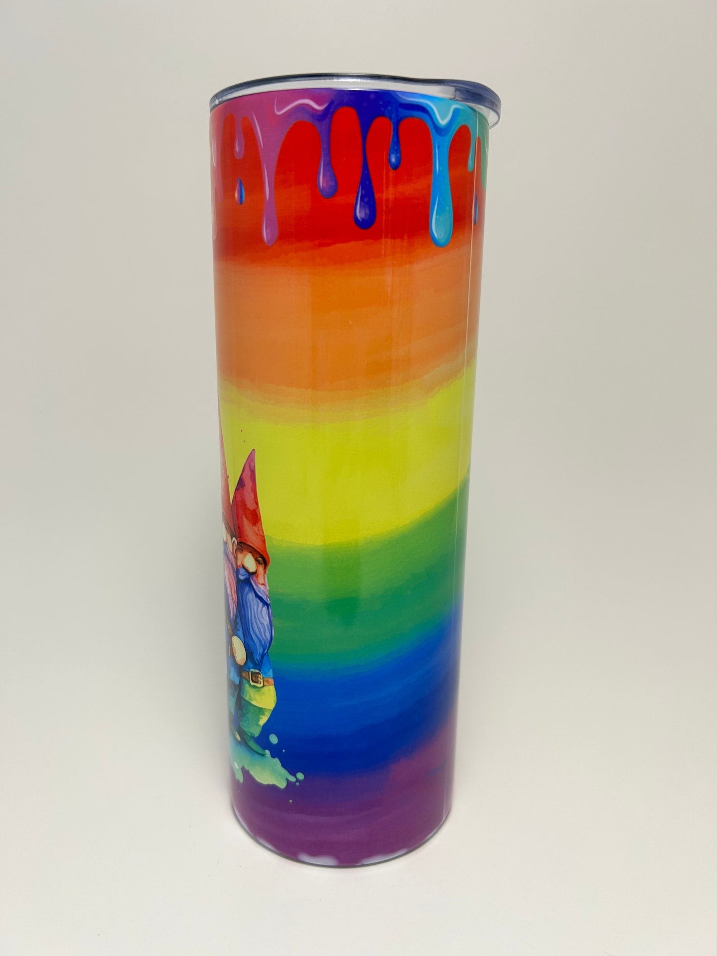 Gnomes with rainbow drips and stripes - stainless steel 20 oz. tumbler