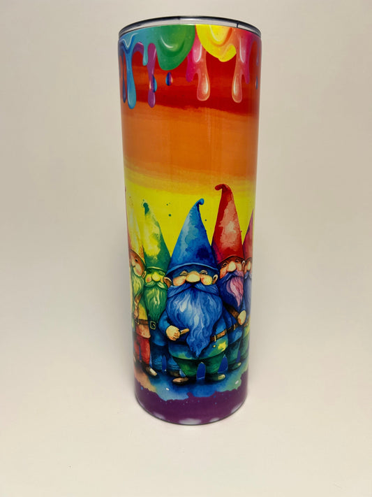 Gnomes with rainbow drips and stripes - stainless steel 20 oz. tumbler