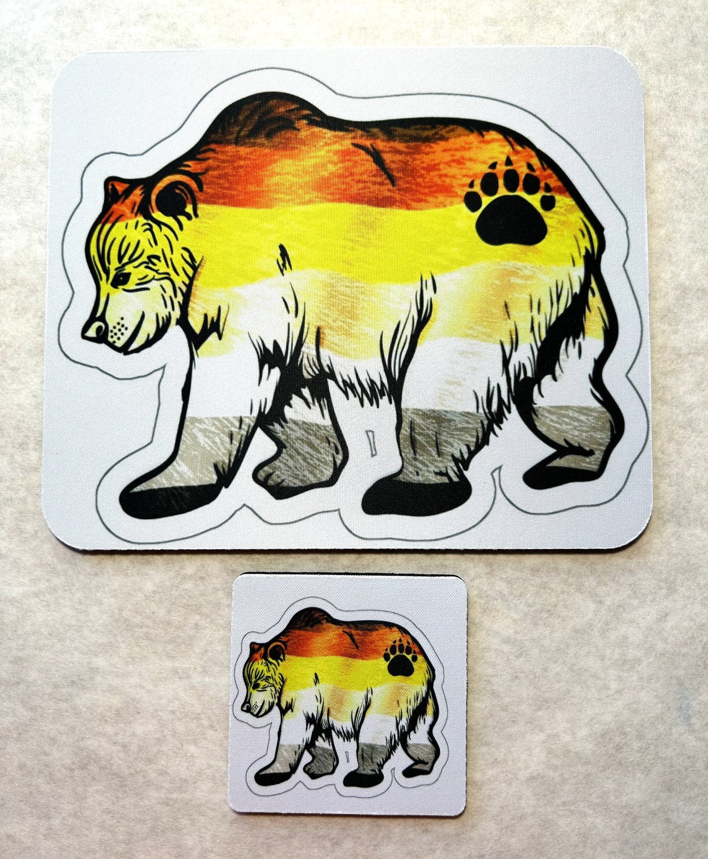 Bear Pride Mouse Pad and Coaster Set - LGBT Matching Desk Set - Multiple Designs