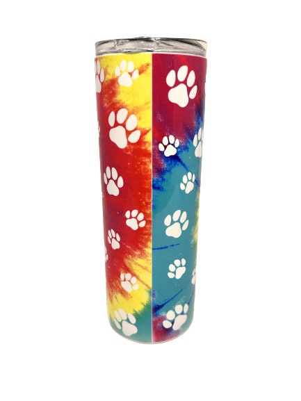 Best Dog Mom Ever Tie Dye paw prints - stainless steel 20 oz. tumbler