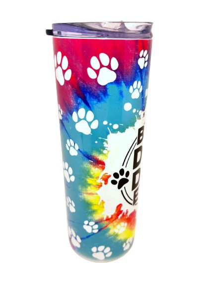 Best Dog Dad Ever Tie Dye paw prints - stainless steel 20 oz. tumbler