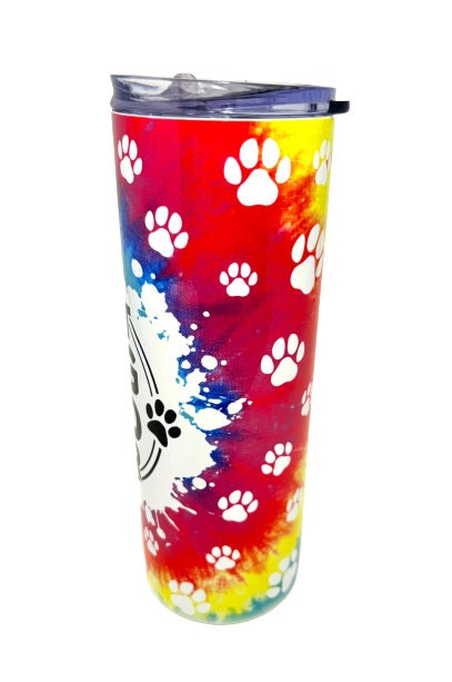 Best Dog Dad Ever Tie Dye paw prints - stainless steel 20 oz. tumbler