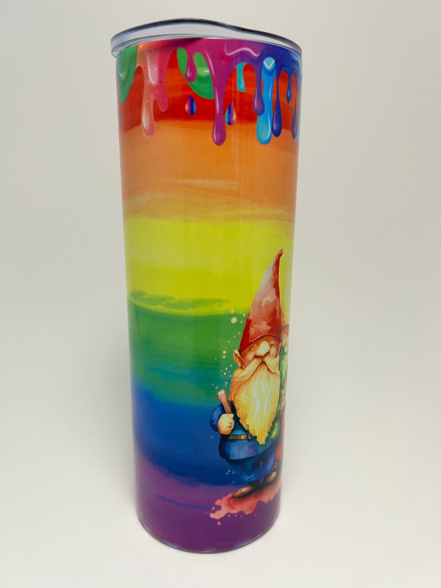 Gnomes with rainbow drips and stripes - stainless steel 20 oz. tumbler